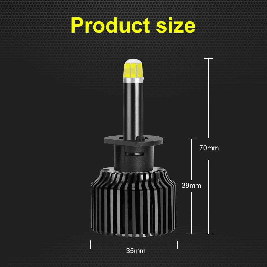 H1 LED Headlight Bulbs 60W 8 Sides CSP Chips 360 Degree 6000K 12000LM Conversion Kit Pack of 2 K423