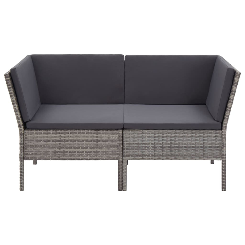 6 Piece Outdoor Conversation Set Gray Poly Rattan Patio Sectional Set V483