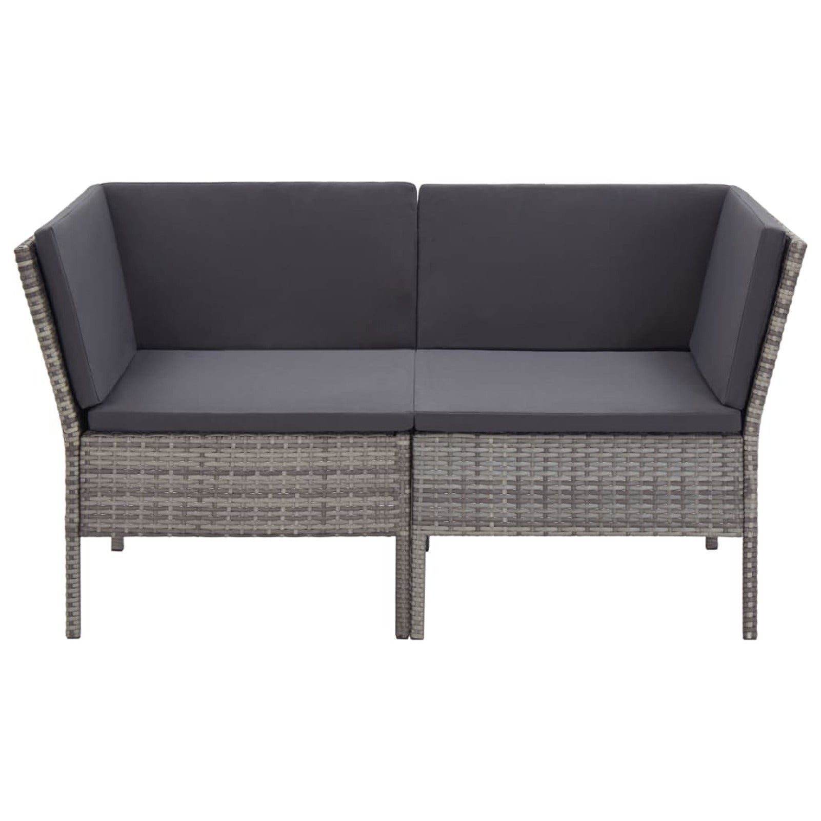 6 Piece Outdoor Conversation Set Gray Poly Rattan Patio Sectional Set V483