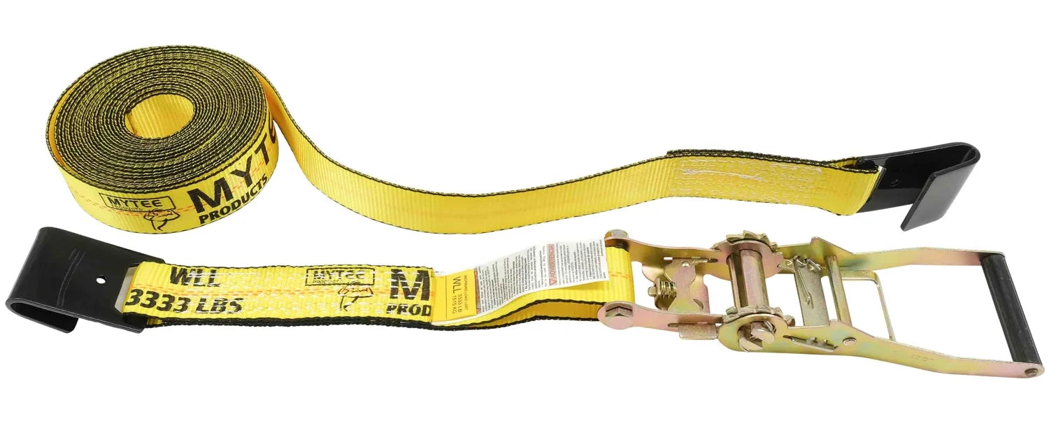 2" x 30' Ratchet Tie-Down Straps with Flat Hooks Yellow (4 Pack) J212