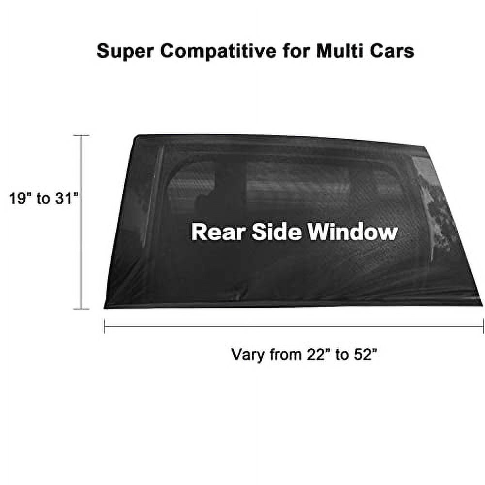 2Pack Large Size 42" to 53" Car Window Sunshades with Breathable Mesh Side Window Screen E80743