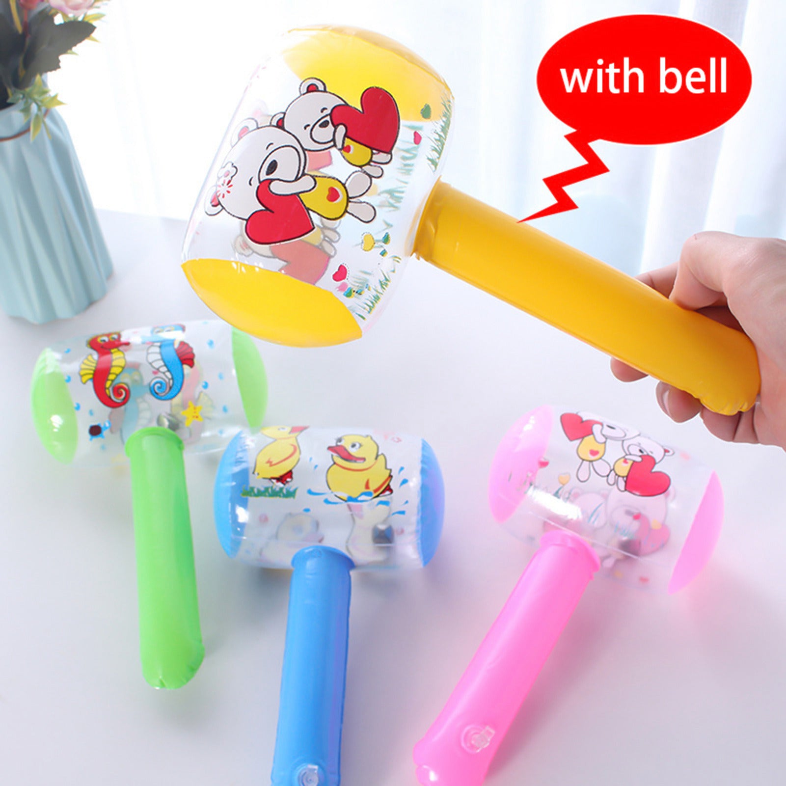 6Pcs Inflatable Cartoon Hammer with Sound Bell Funny Toys G109