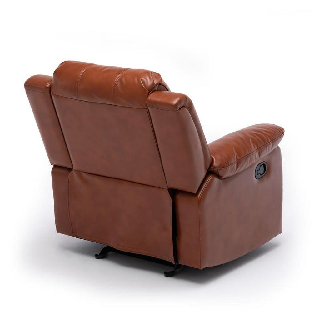Caramel Faux Leather Glider Rocker Recliner F6390