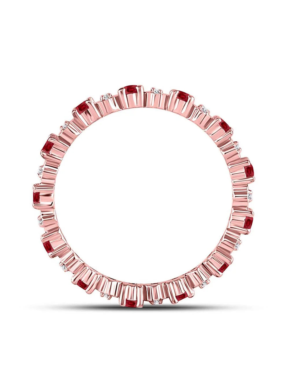Rose Gold Ruby Diamond Eternity Stackable Band Ring G927