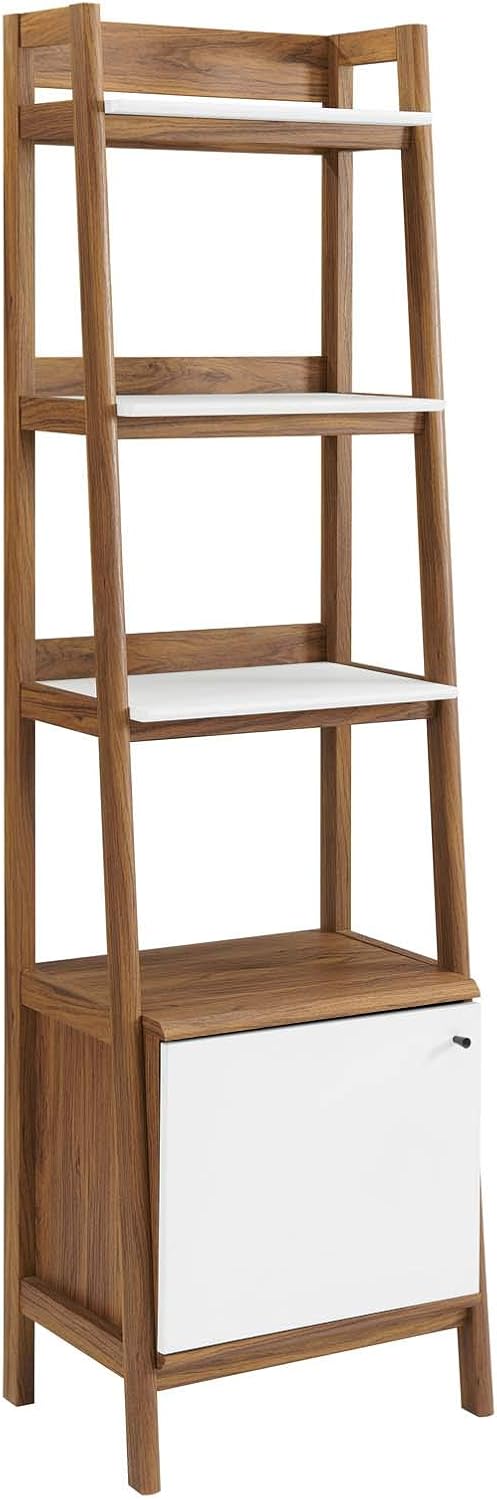 Walnut White Bookshelf Display Case X9595