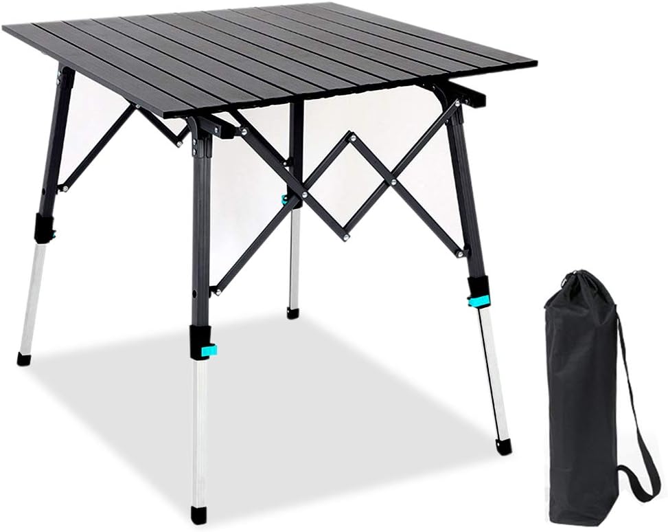 Portable Aluminum Folding Camping Table with Carry Bag (Black) R8467