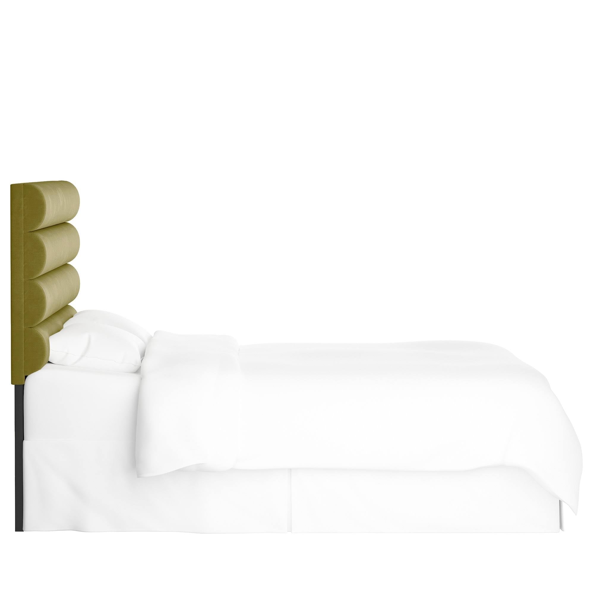 California King Horizontal Channel Headboard Green Velvet L43776