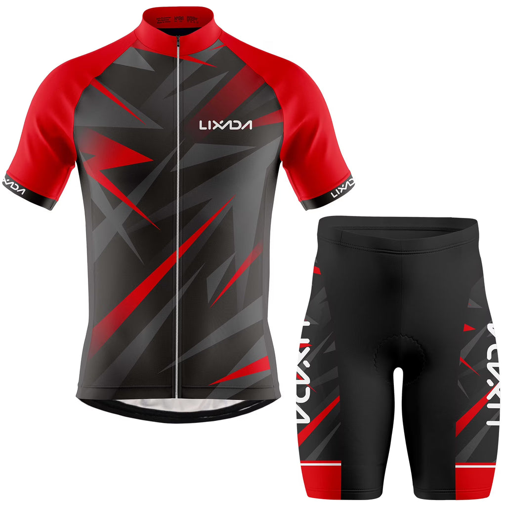 Men Cycling Jersey Short Sleeve Bike Shirt and Padded Shorts Bicycle Clothing Suit O24670