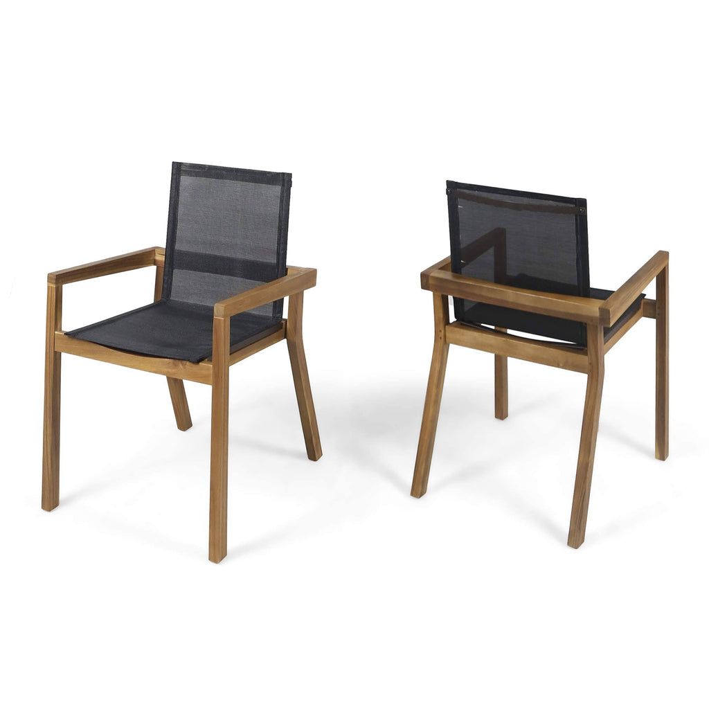 Acacia Wood and Mesh Dining Chairs (Set of 2) P2413
