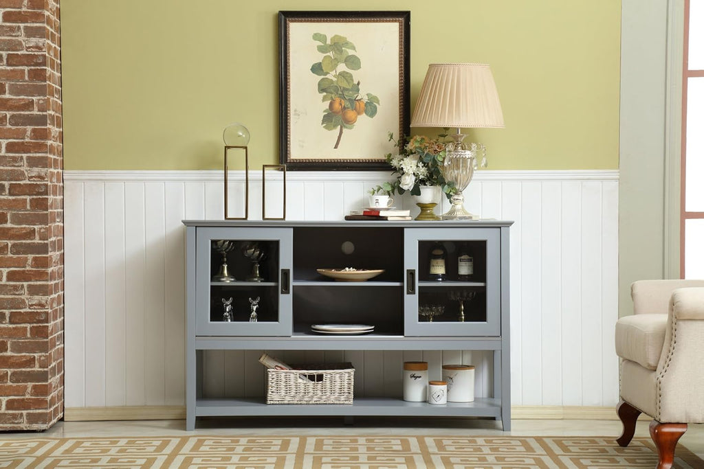 Gray Wood Sideboard Cabinet with Sliding Doors L8941