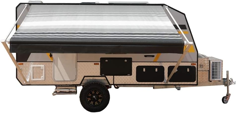Black 12x8 Ft Retractable RV Trailer Awning B820