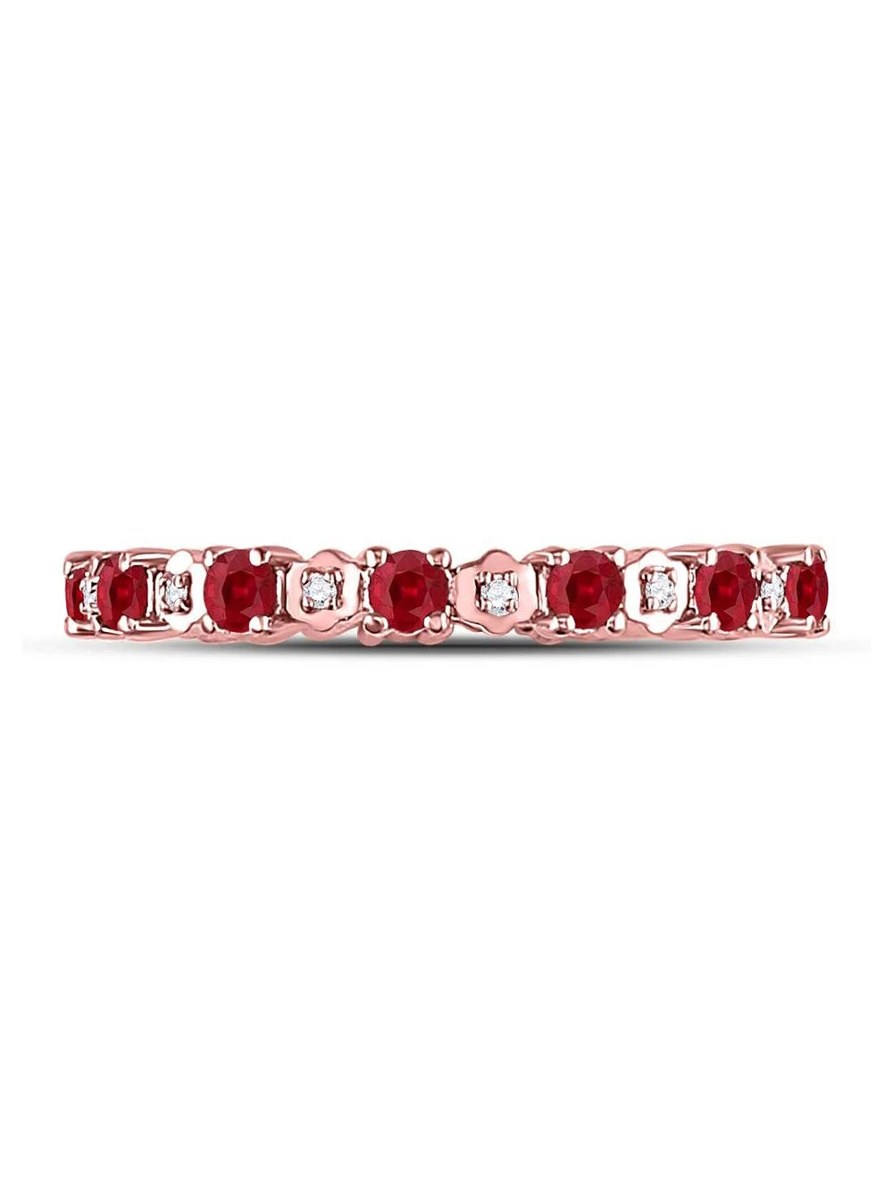 Rose Gold Ruby Diamond Eternity Stackable Band Ring G927