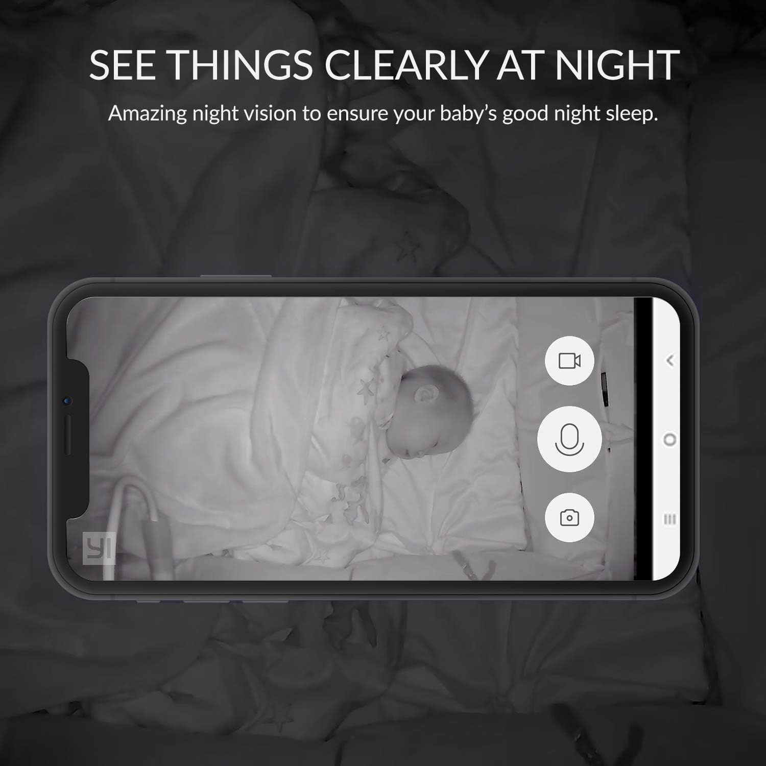 Smart Baby Monitor with Camera and Audio, WiFi HD Video, Night Vision, 360° Speaker, Room Temperature & Humidity Sensors C6281