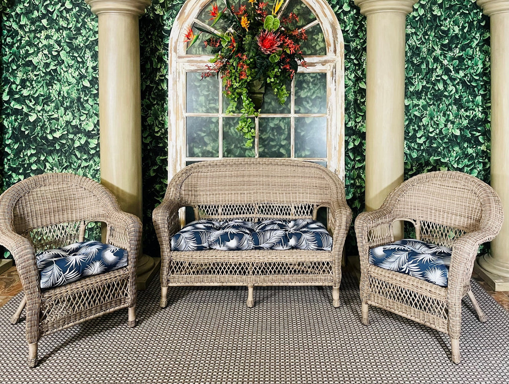 Navy Blue 3 Piece Cushion Seat Set J839