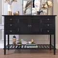 Black 6 Drawer Console Table with Cabinet and Shelf F483182