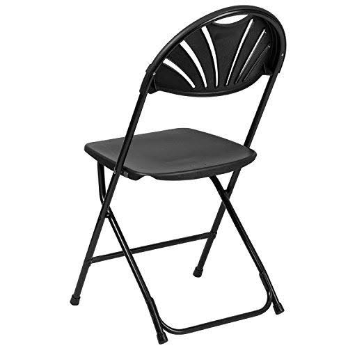Black Plastic Fan Back Folding Chair L206