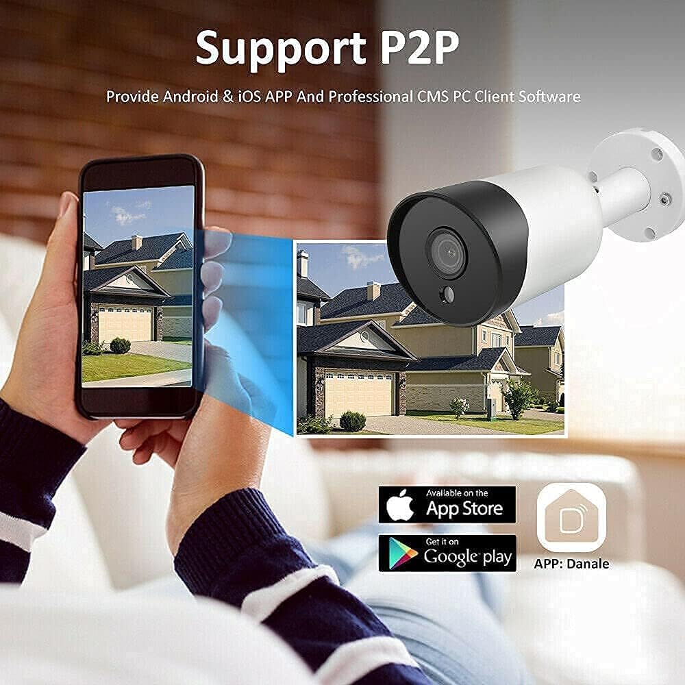 Outdoor 8MP Bullet PoE IP Camera with Built-in Mic, 2.8mm Fixed Lens, 98ft Night Vision, IP67 Waterproof H246732