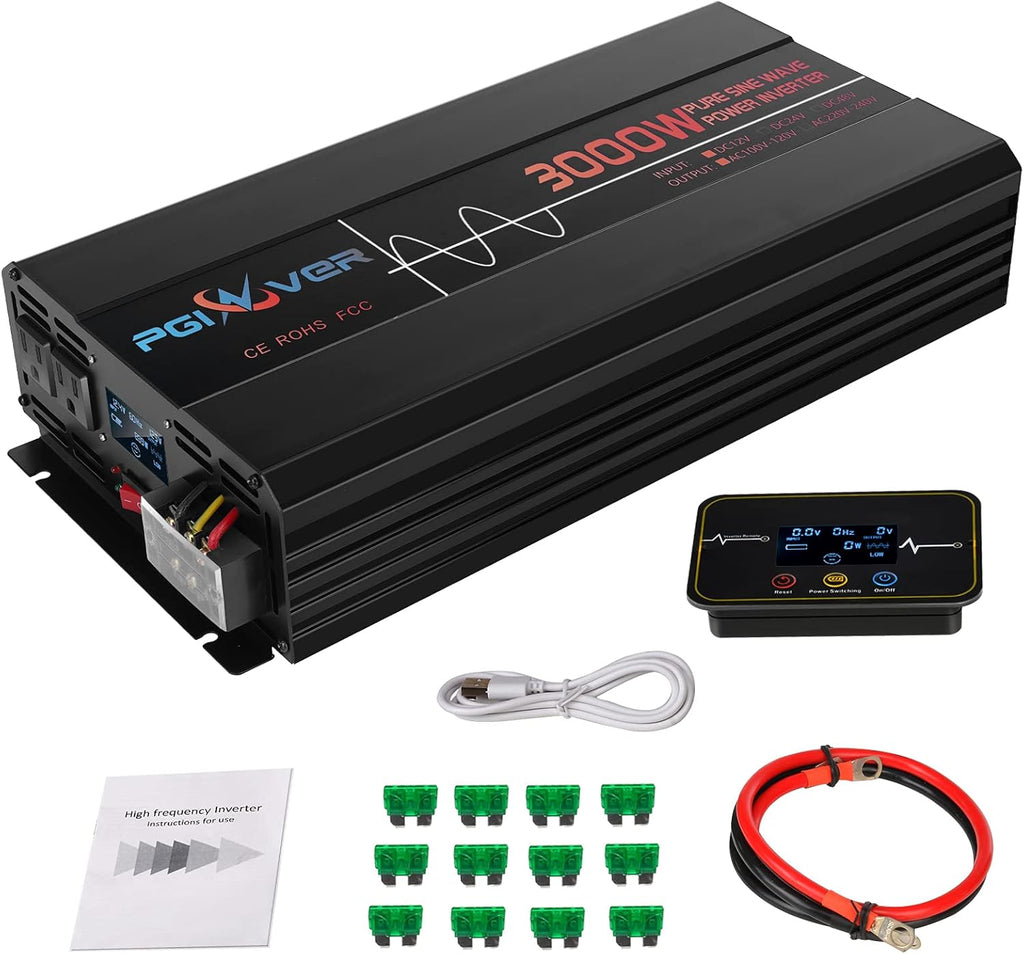 3000W Pure Sine Wave Car Power Inverter with Remote Control & LCD Display Z693976