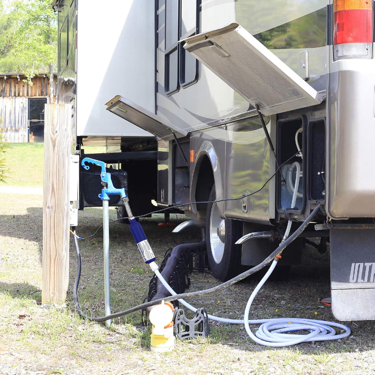 2 Packs RV Camper Inline Water Filter with Flexible Hose Protector I6713