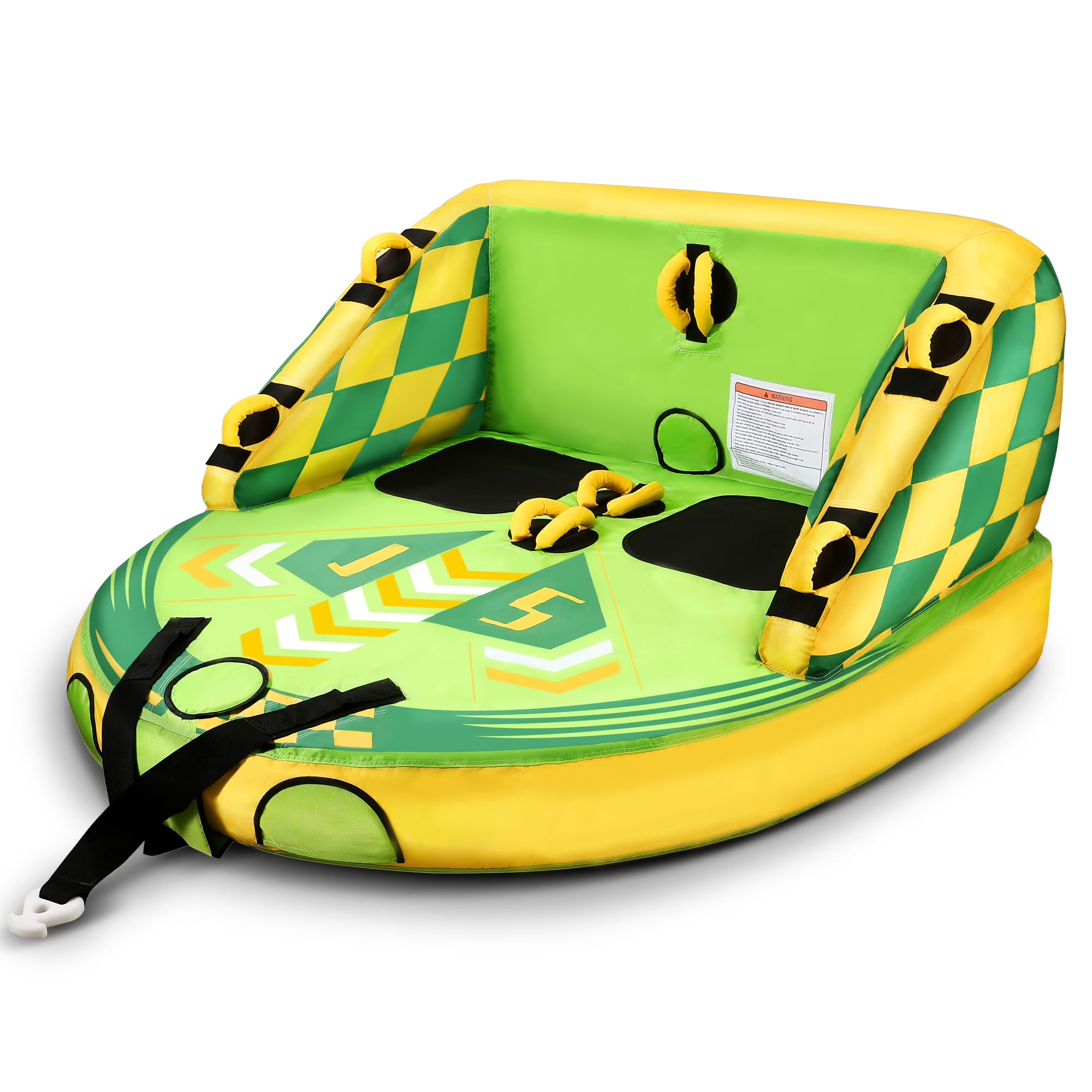 Green Inflatable Towable Tube with Foam Seats & Handles B730670