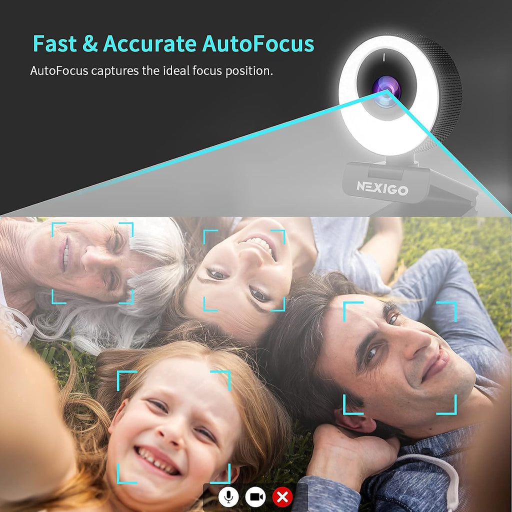 1080P FHD ePTZ Webcam with Ring Light and Privacy Cover R76765