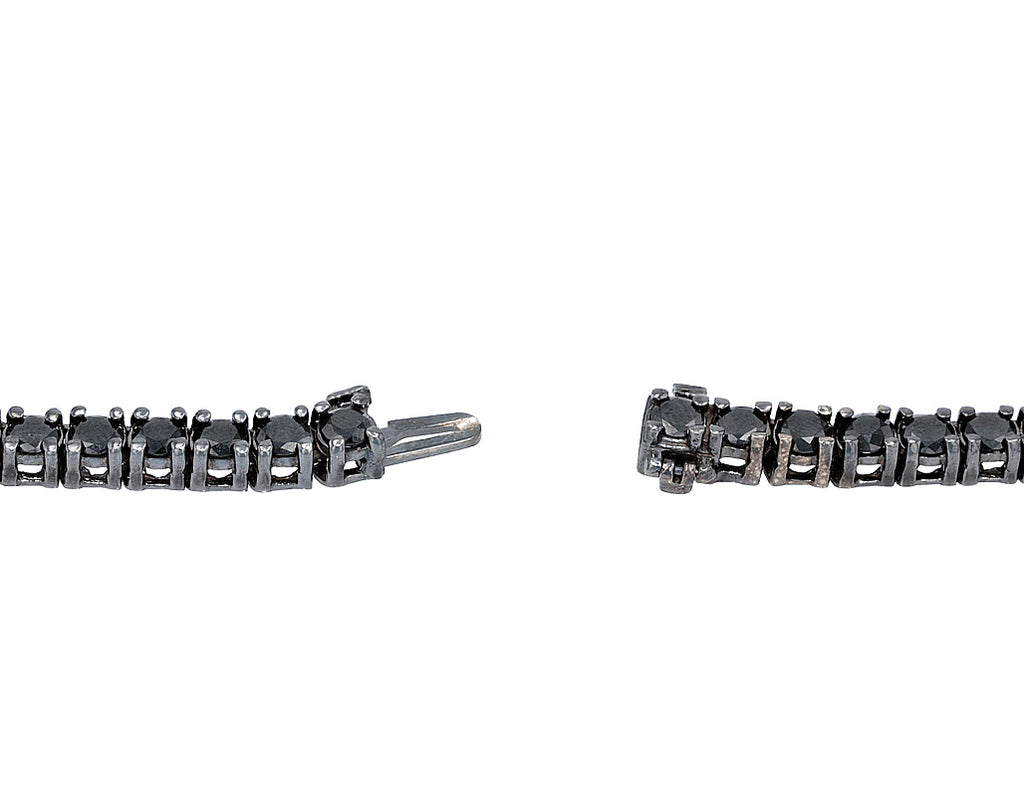 Black Diamond Tennis Chain Necklace White Gold 18"-22" W437