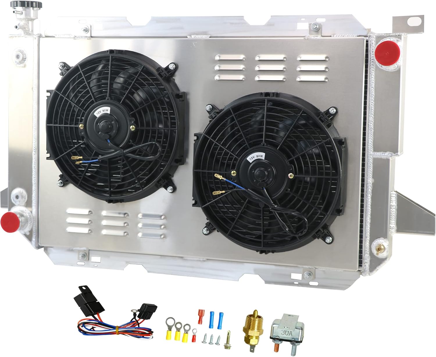 All Aluminum 3 Row Radiator with Shroud Fan Relay Kit S893134