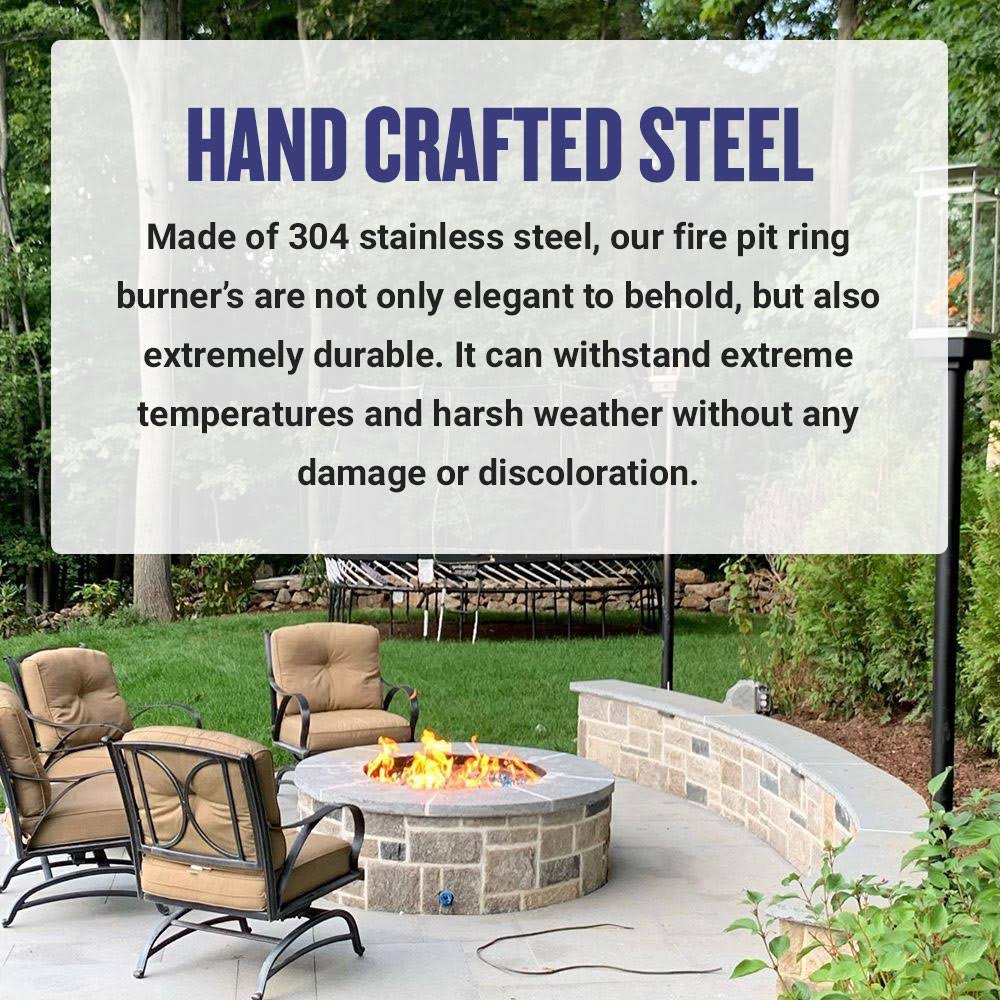 30x22 Triple-Ring Stainless Steel Fire Pit Ring Burner P16739