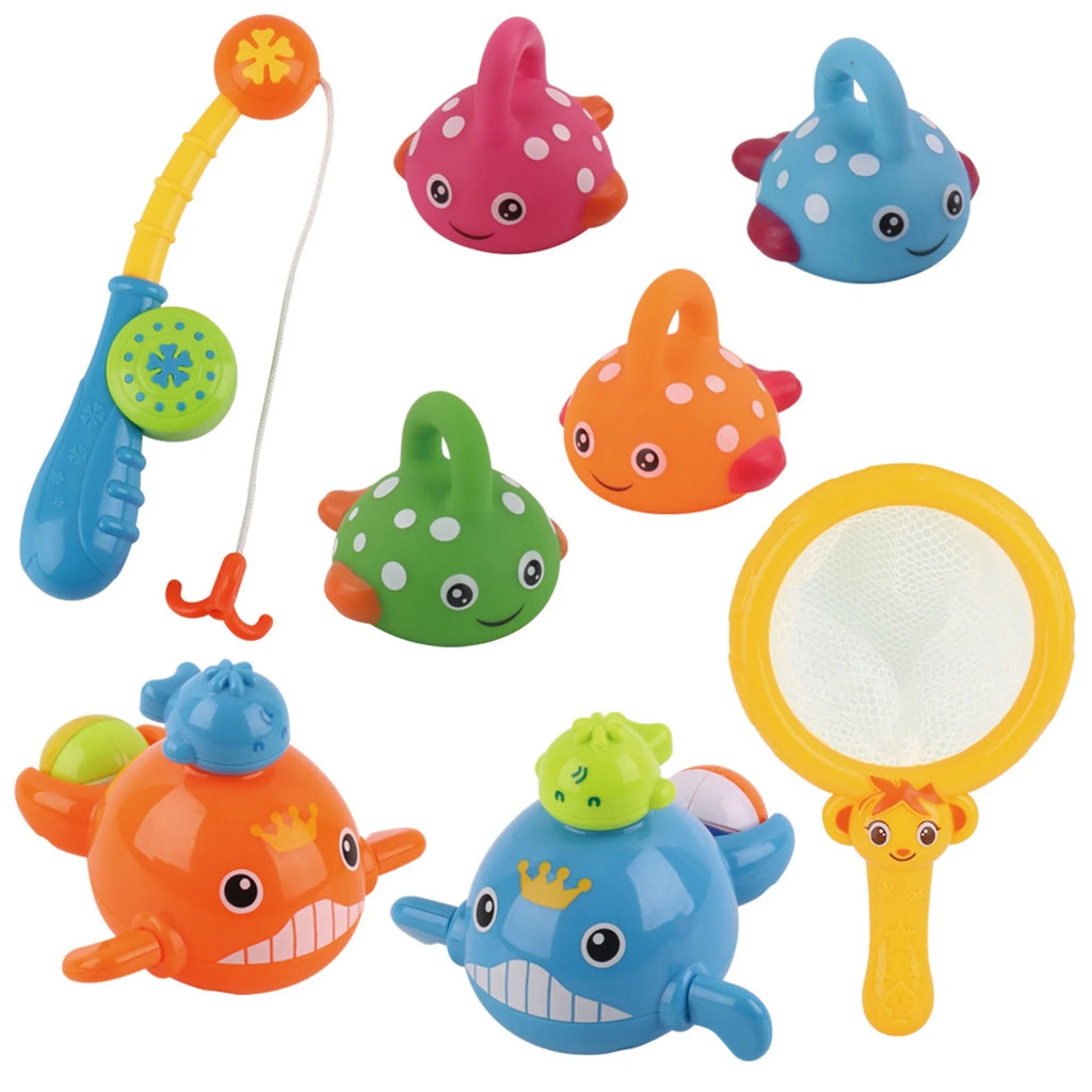 Bath Toys Fishing Games Swimming Whales Water Table Pool Bath Bathtub Tub Toy For Toddlers Baby Kids Infant Girls Boys Bathroom Fish Set Age 18months And Up H1517