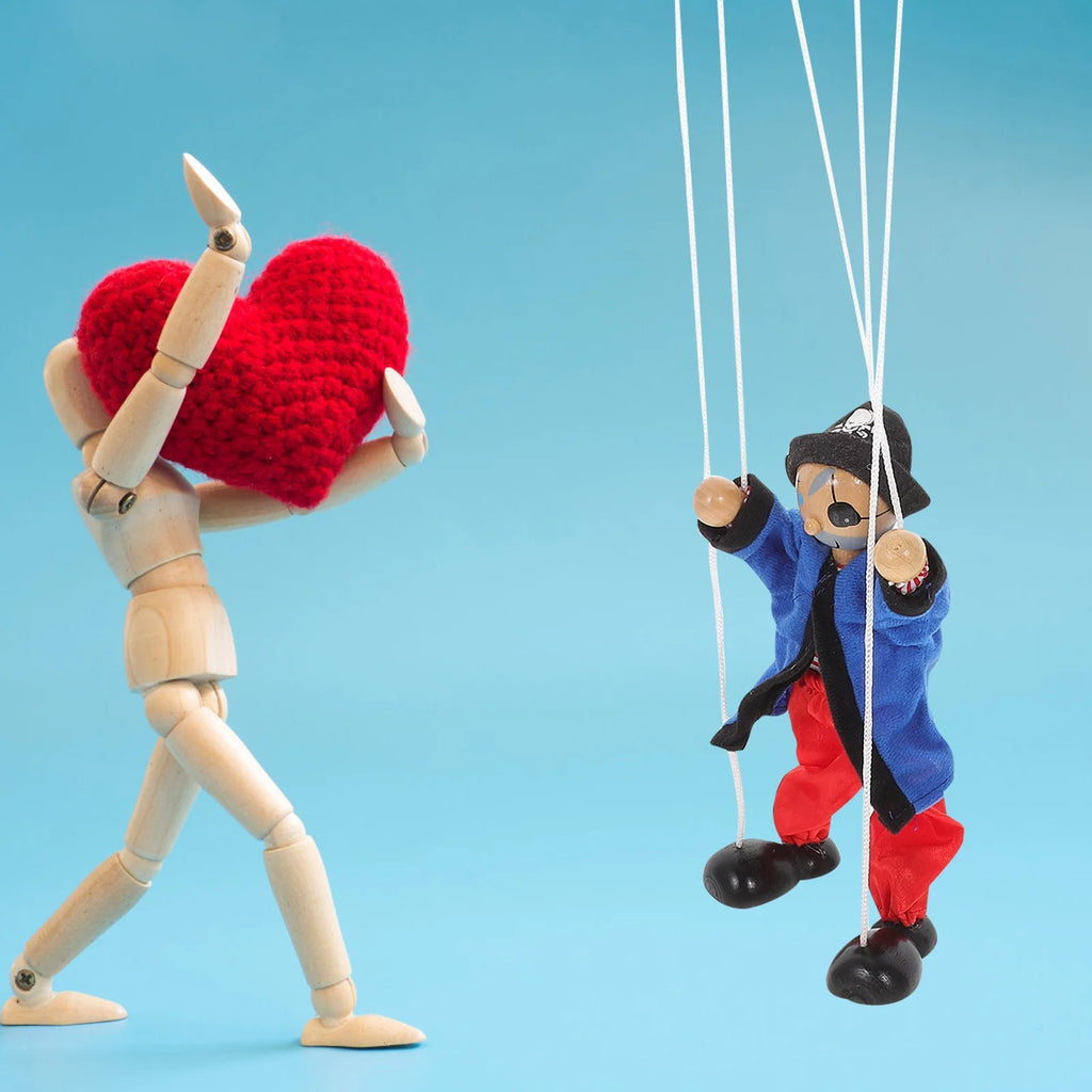 Wooden Pirate Marionette Interactive Toy Puppet V4764
