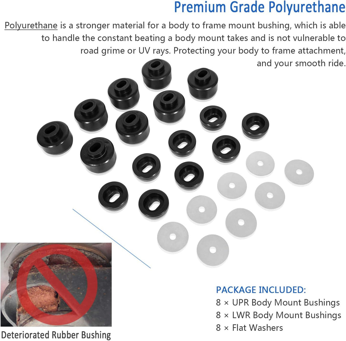 Body and Cab Mount Bushing Kit Polyurethane Black Pack of 2 N76340
