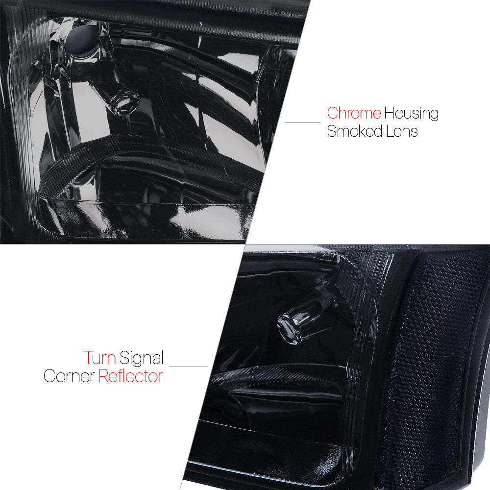 Smoke Tinted Headlight with Clear Signal for 2003-2006 Chevrolet Silverado and Avalanche M4035