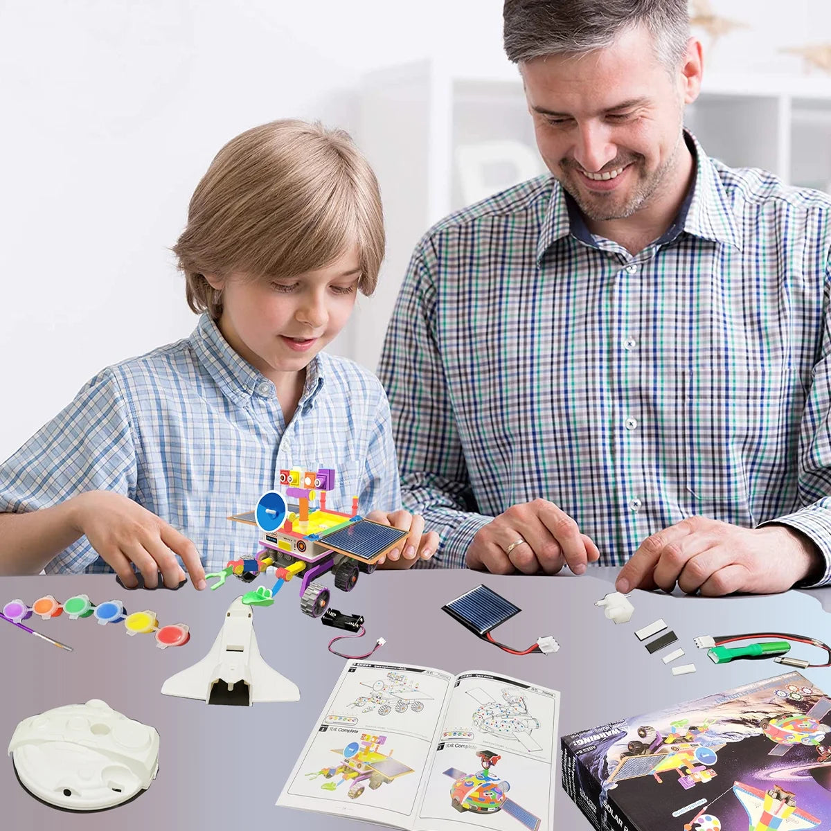 3 In 1 Solar Robot Kit with Paints and Paintbrush DIY Science Experiments Toys Q934920