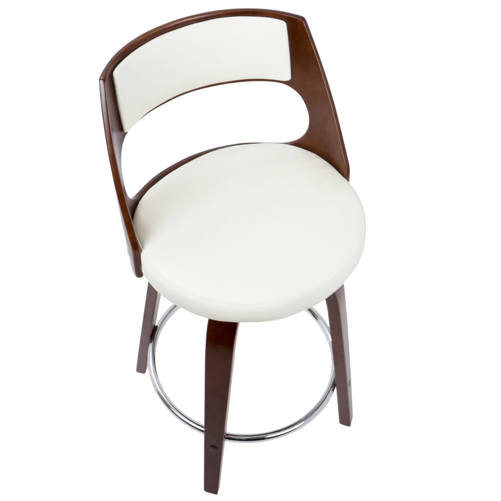 Cherry and White Faux Leather Swivel Counter Stool, Set of 2 J202947