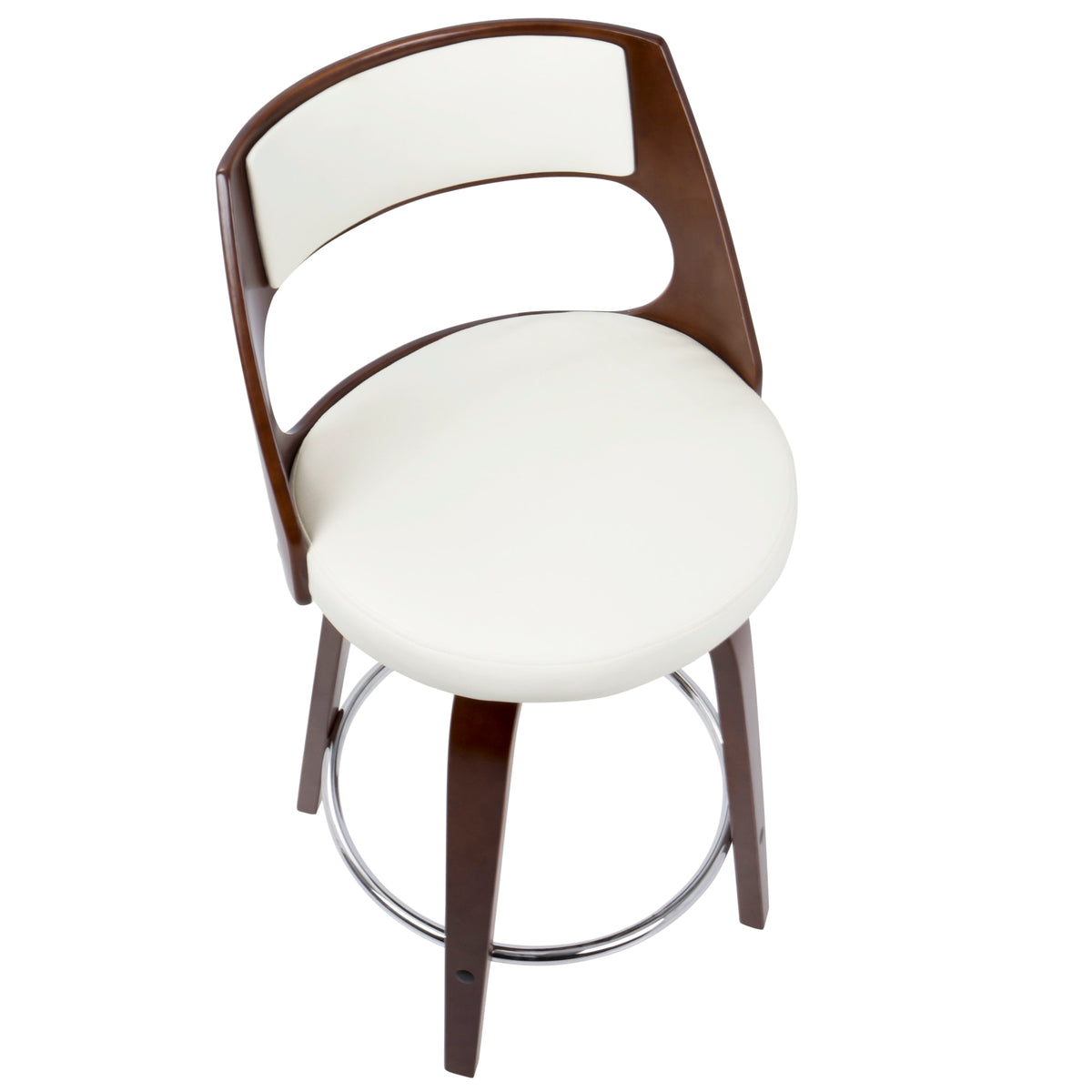 Cherry and White Faux Leather Swivel Counter Stool, Set of 2 J202947