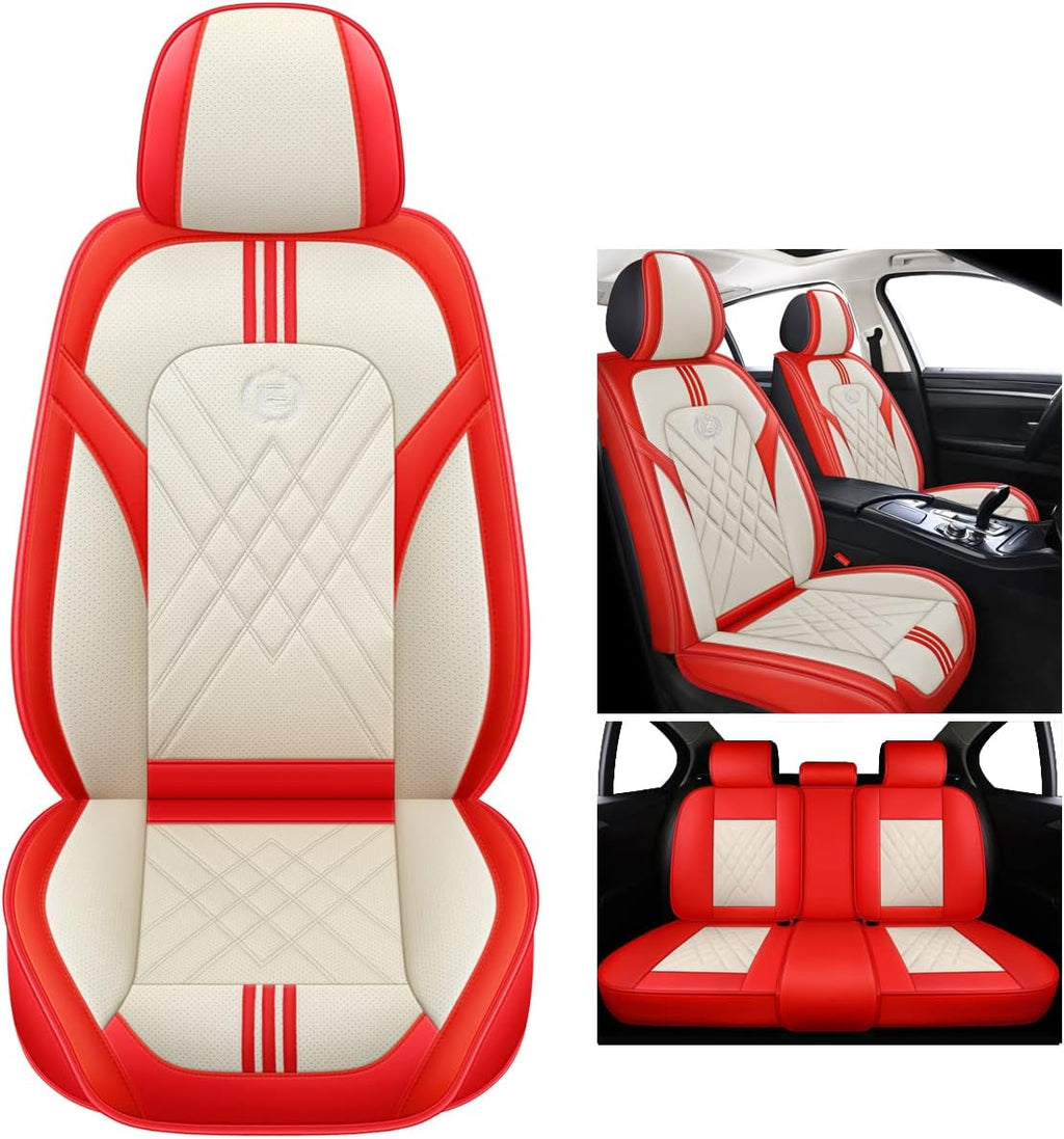 Black & Red Faux Leather Universal Car Seat Covers W3152