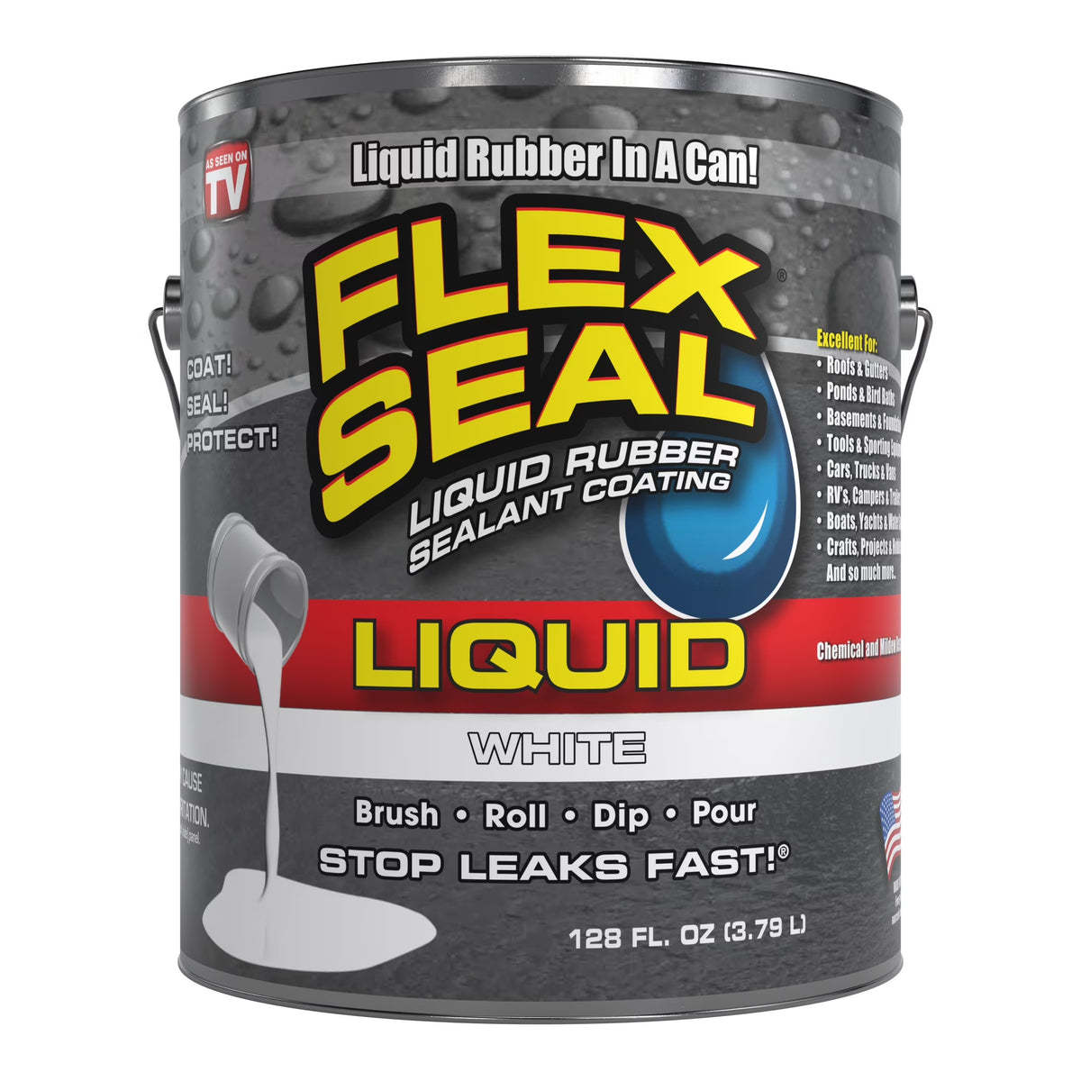 White Liquid Rubber Sealant Coating, 1 Gallon Z298695