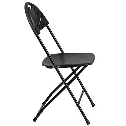 Black Plastic Fan Back Folding Chair L206