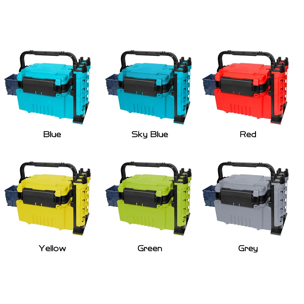 Fishing Box Travel Case with Bottle Holder and Rod Stands Tubes C25481
