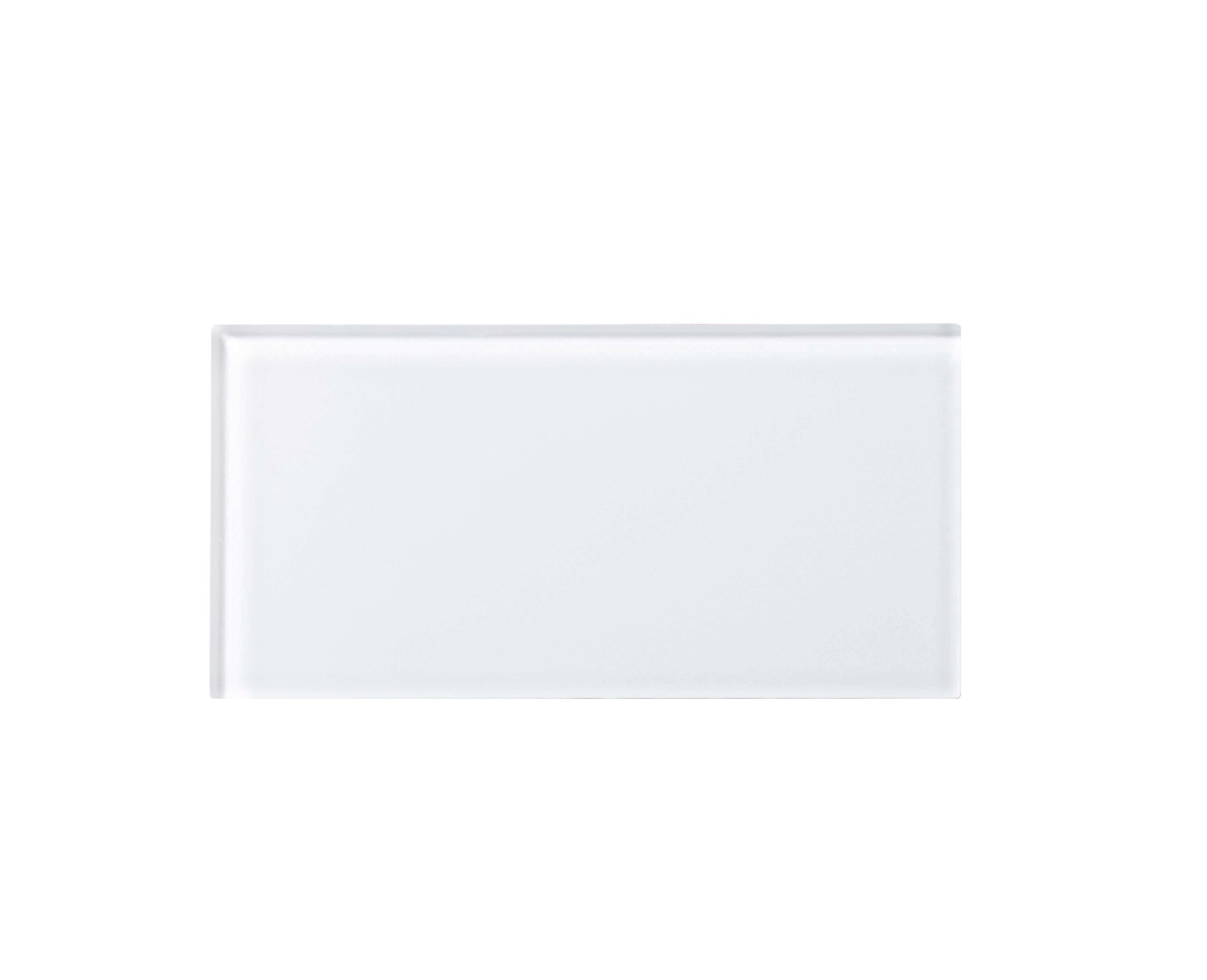 3x22 x 6x22 x 5mm Glass Peel & Stick Subway Tile - 8 Square Feet per Carton - Super White H218861