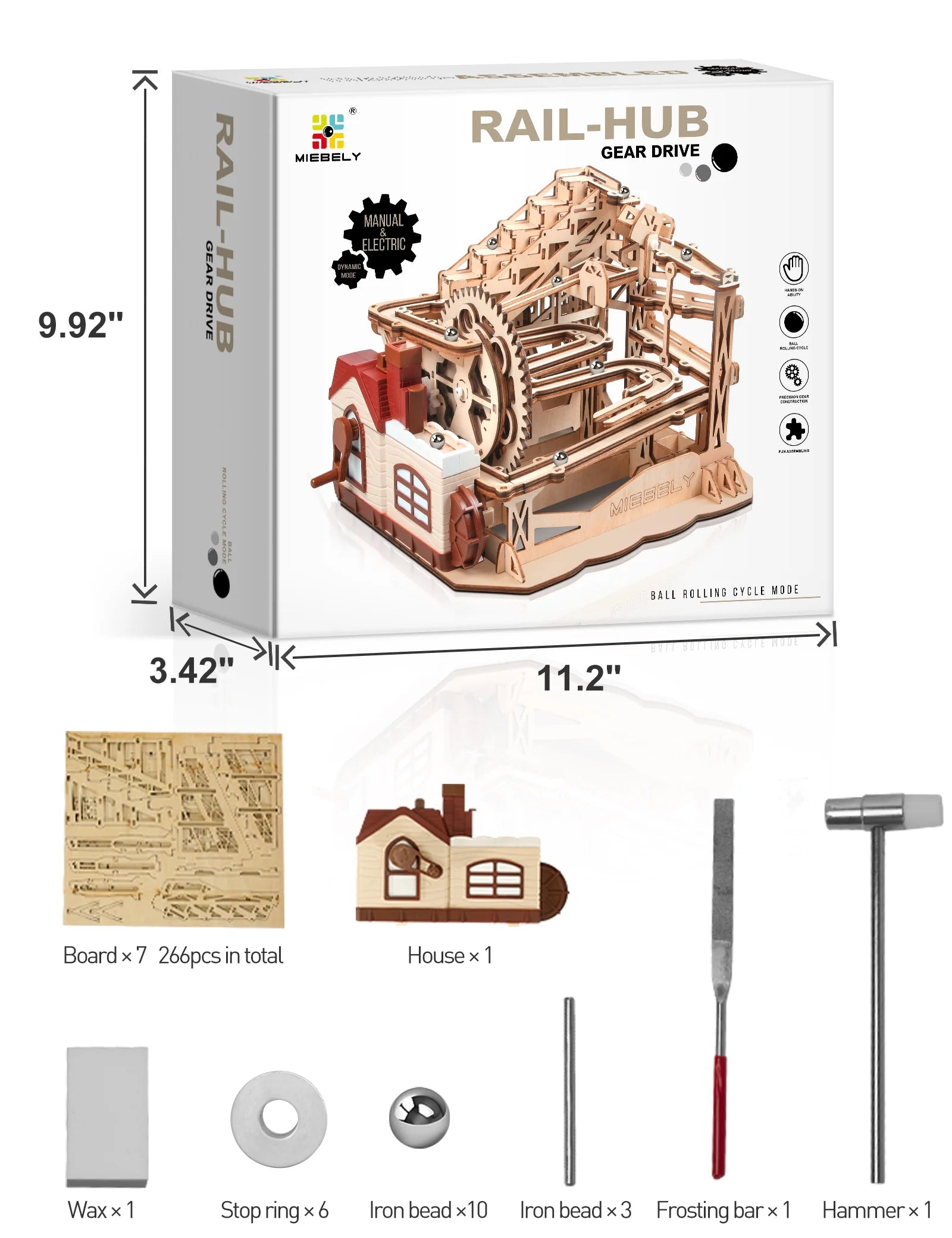 3D Wooden Puzzles Marble Run Model Building Kits with Motor V8921