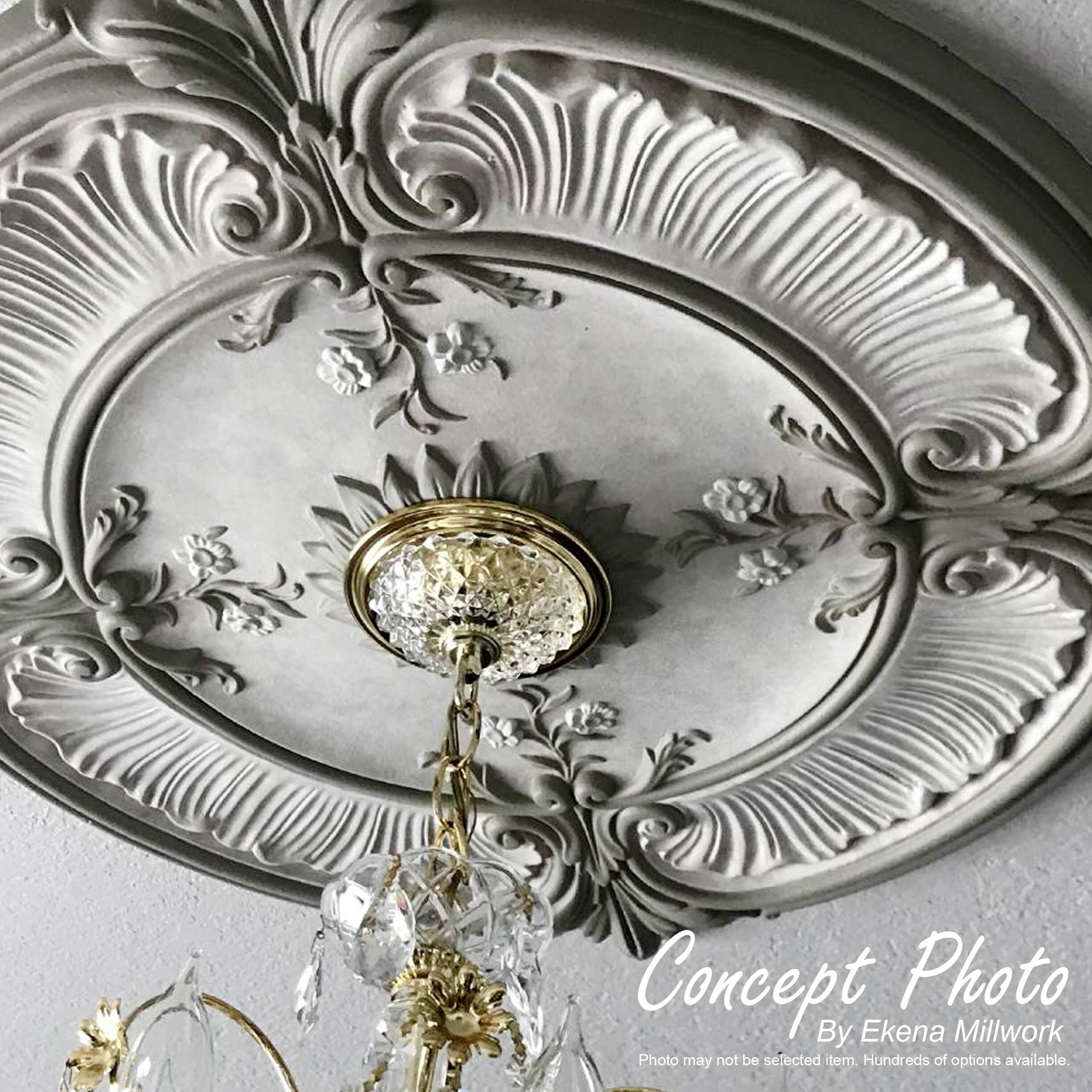Hand-Painted Steel Gray Ceiling Medallion G568534