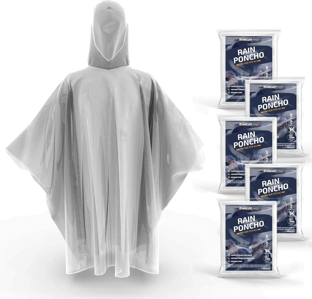Disposable Rain Ponchos for Adults (5 Pack) U346107