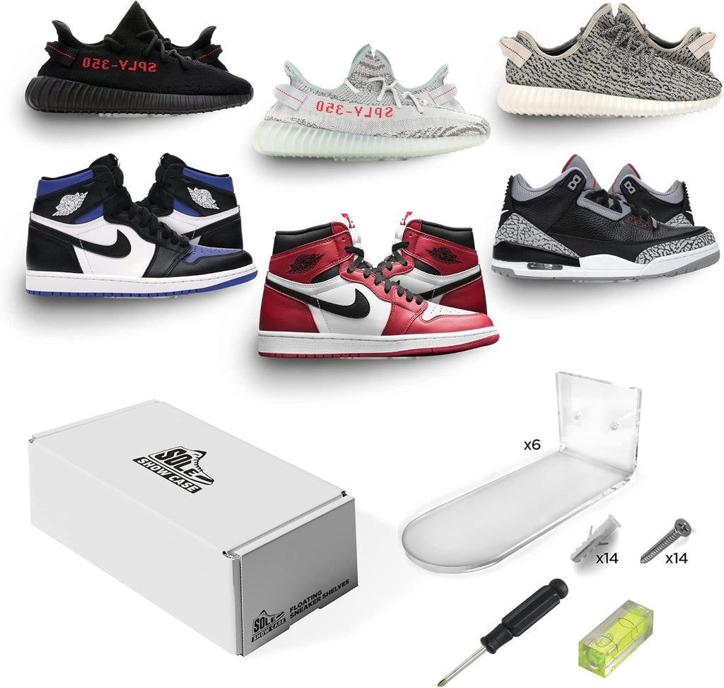 6 Clear Floating Shoe Shelves with Hardware W3399
