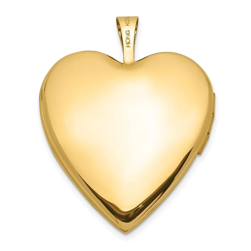 14k Yellow Gold Textured Polished Engravable 20mm Love Heart Locket Jewelry P4257