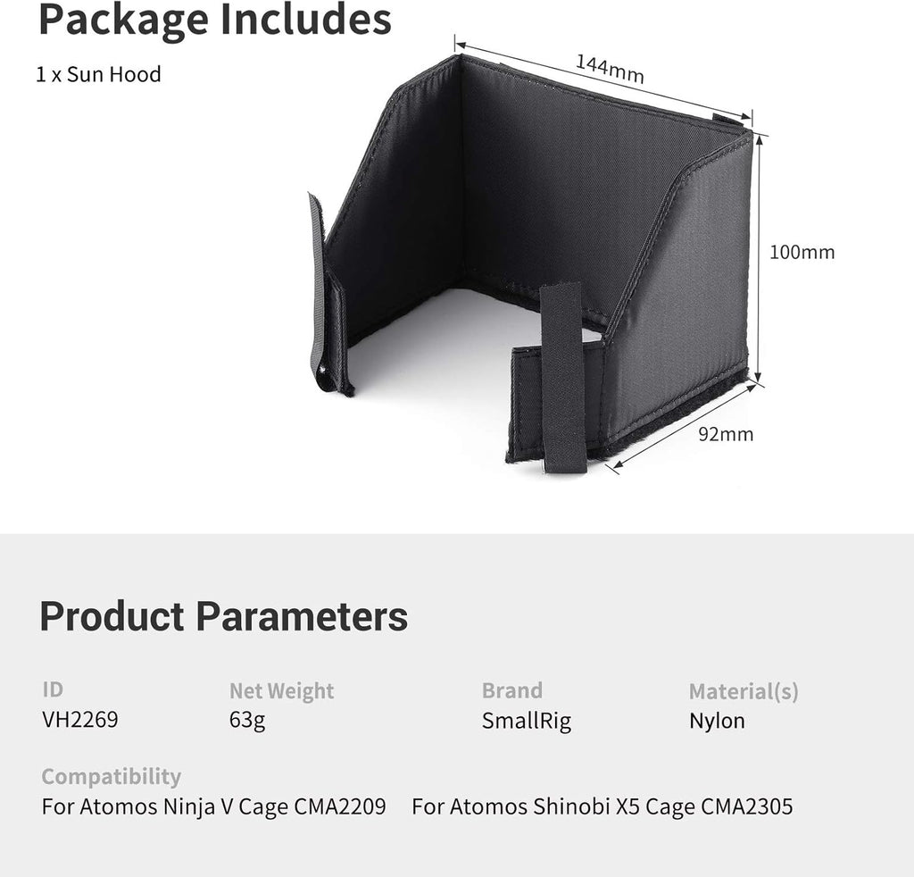 Sun Hood for Atomos Ninja V / Ninja V+ / Shinobi 5” X625452