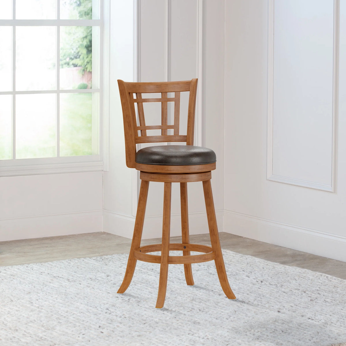 Brown Swivel Bar Stool W7138