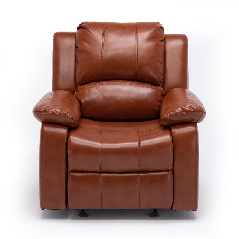 Caramel Faux Leather Glider Rocker Recliner F6390