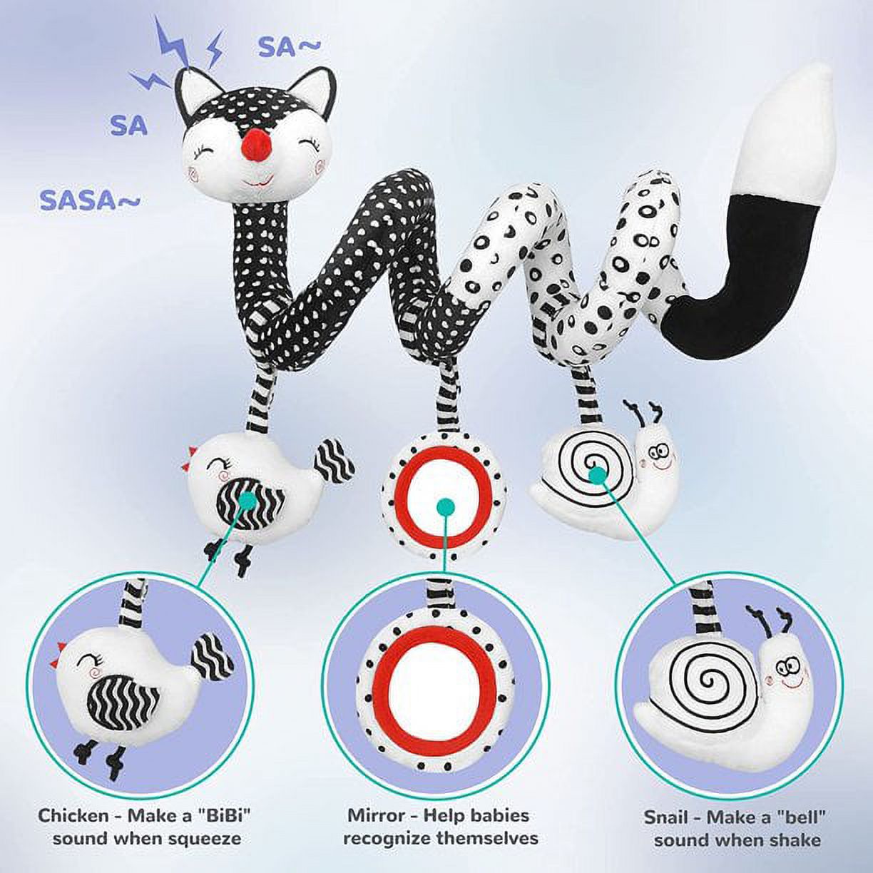 Black and White Hanging Rattle Baby Carriage Toys A8172