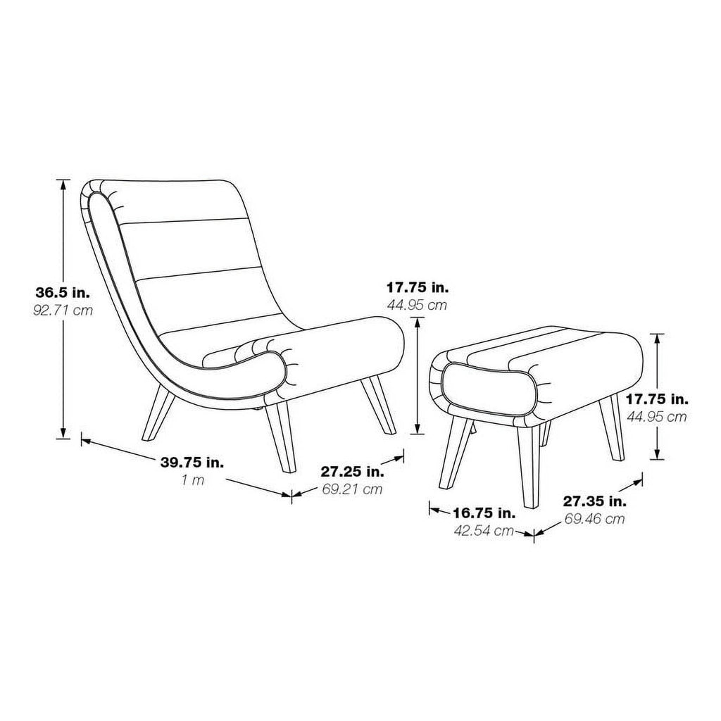 Pewter Faux Leather Lounger with Ottoman H91142